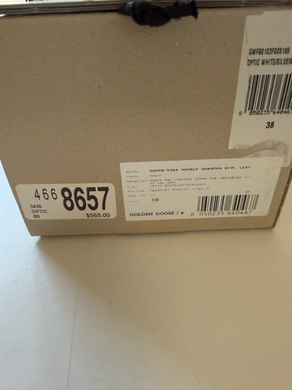 BNIB Golden Goose Women's White Suede Sneakers with Gold & Silver Star Accent - Picture 6 of 6